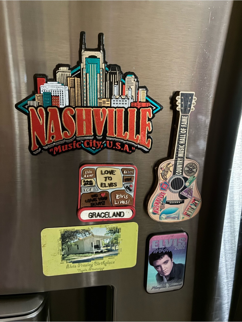 Collection of Elvis Presley Related Souvenir Refrigerator Magnets- Lot of 5